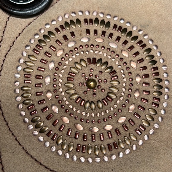 Chala Crossbody Tan Suede Beaded Purse - Picture 5 of 5